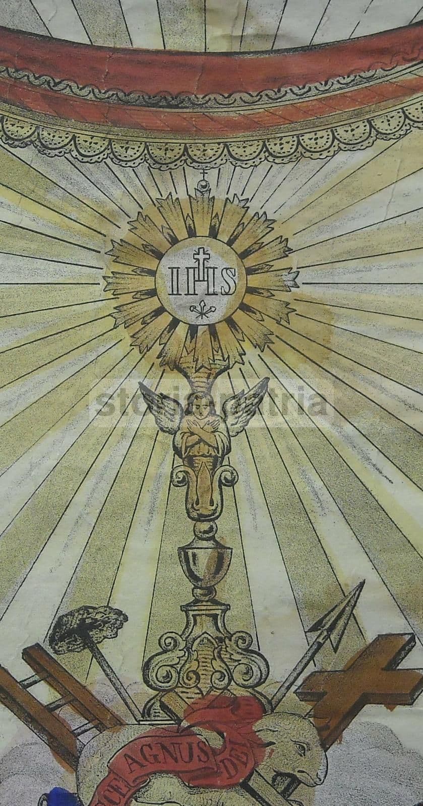 Stampa Devozionale Napoletana SS. Sacramento, Francesco Apicella, XIX Secolo