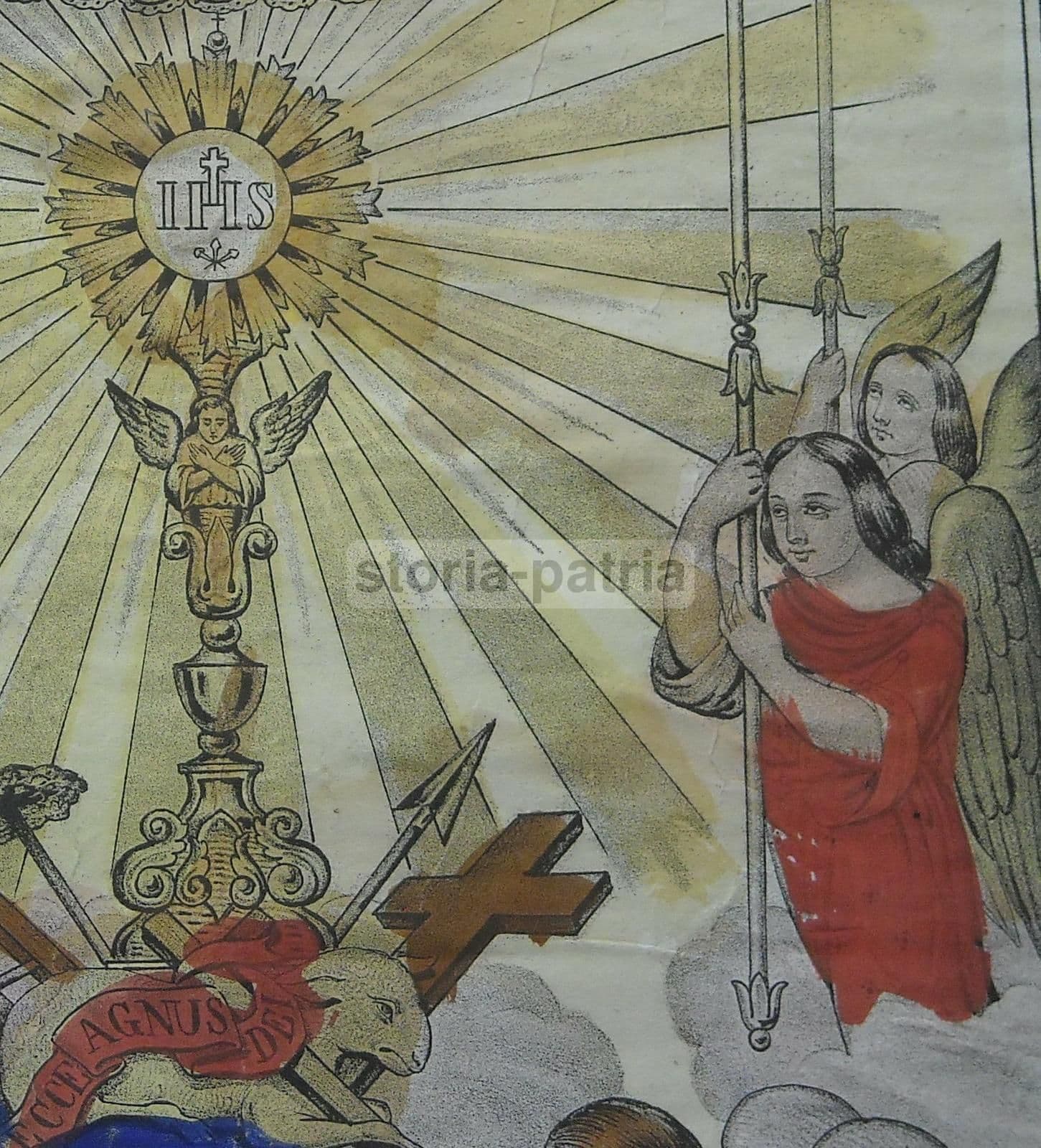 Stampa Devozionale Napoletana SS. Sacramento, Francesco Apicella, XIX Secolo