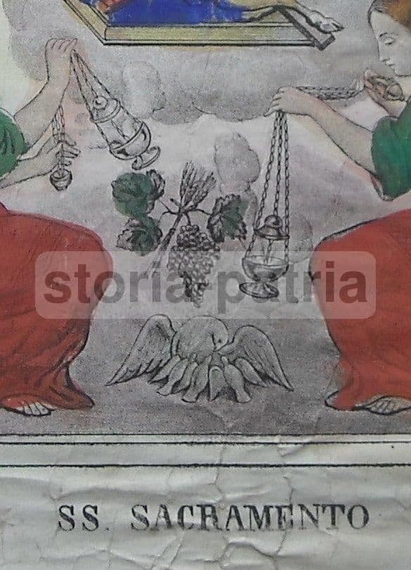 Stampa Devozionale Napoletana SS. Sacramento, Francesco Apicella, XIX Secolo