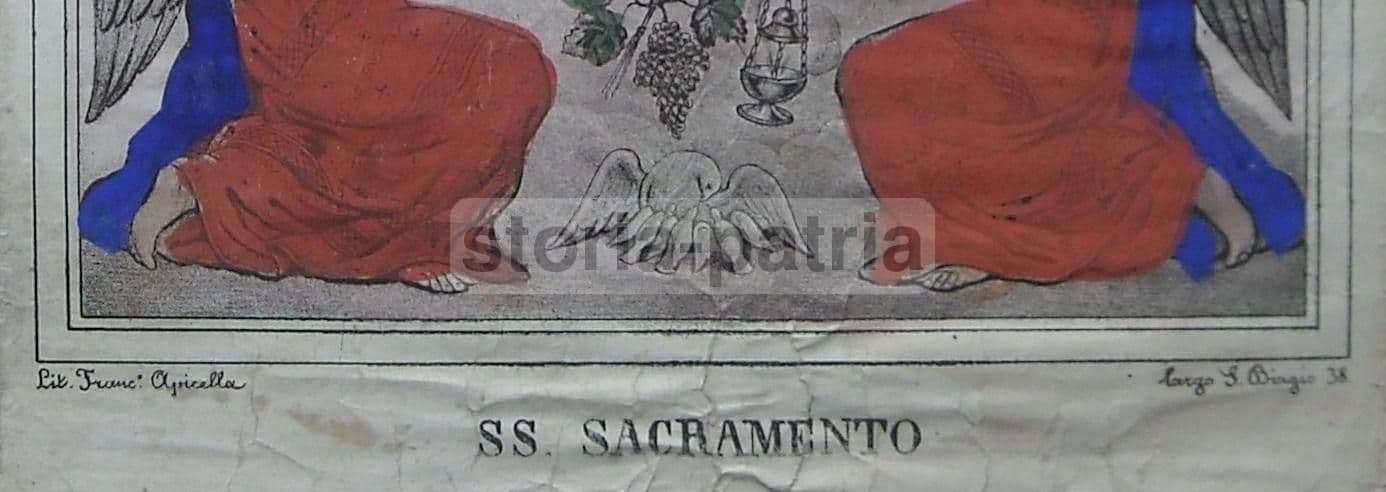 Stampa Devozionale Napoletana SS. Sacramento, Francesco Apicella, XIX Secolo