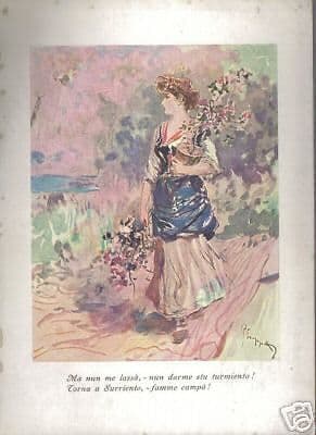 Cartolina Antica Torna A Surriento De Curtis Illustrata Da Pietro Scoppetta