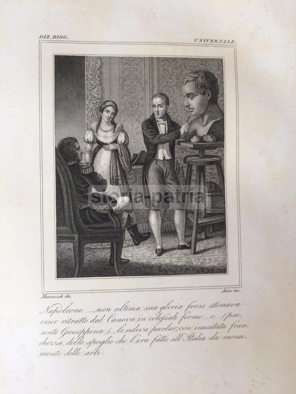 Incisione Antonio Canova, Napoleone E Giuseppina, Avico E Marcovich, 1840 Circa