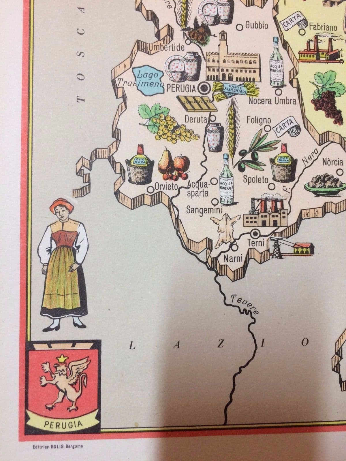 Mappa Economica Marche E Umbria, Anni '50, Bolis