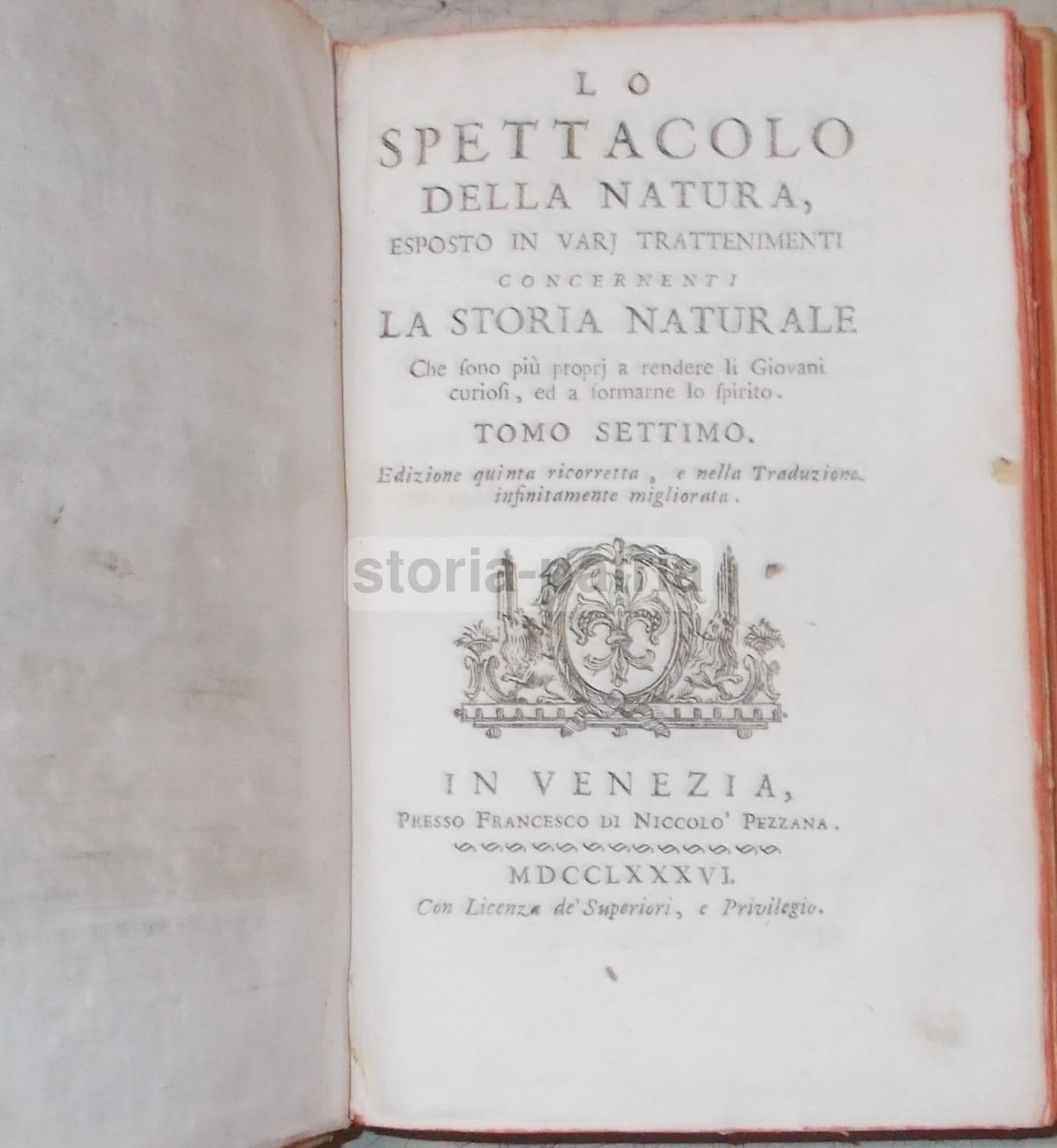 Lo Spettacolo Della Natura (Venezia, 1786) Astronomia E Ottica