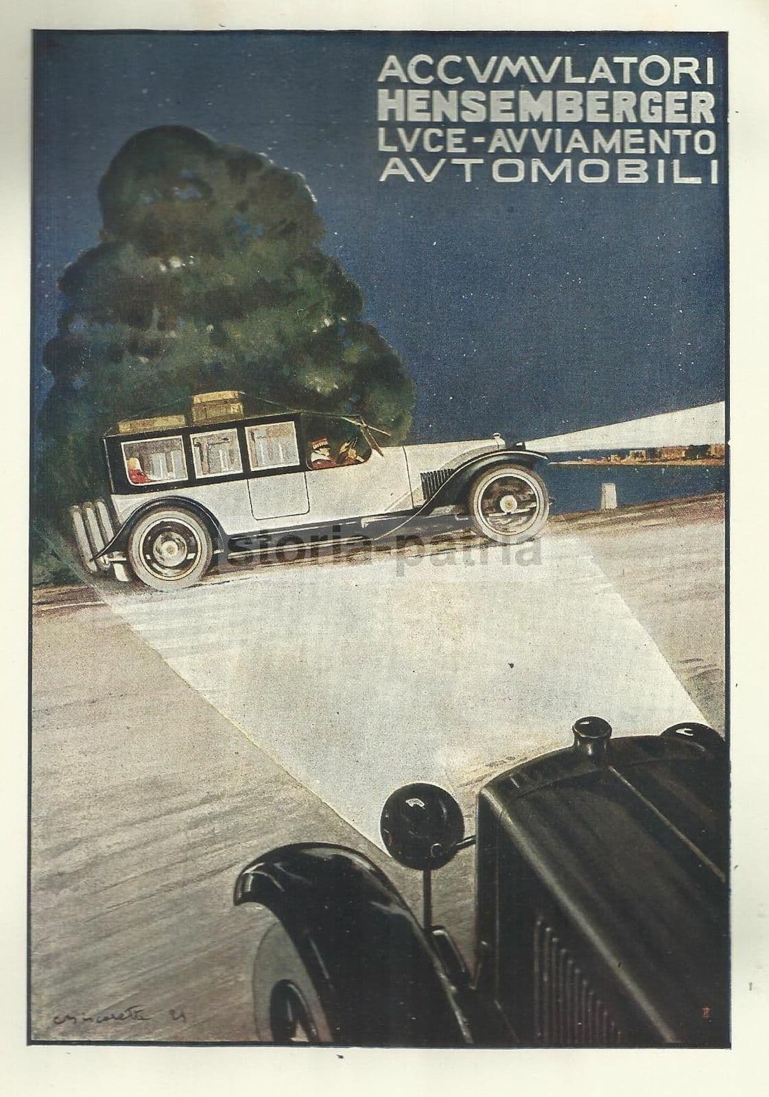 Pubblicità Batterie Hensemberger E Bitter Campari, 1921