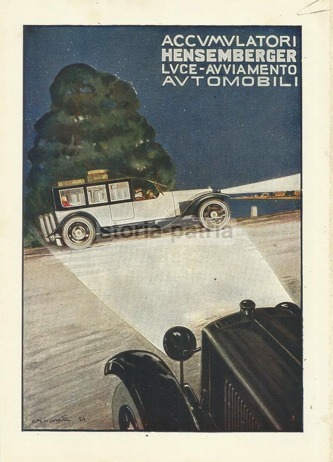 Pubblicità Batterie Hensemberger E Bitter Campari, 1921