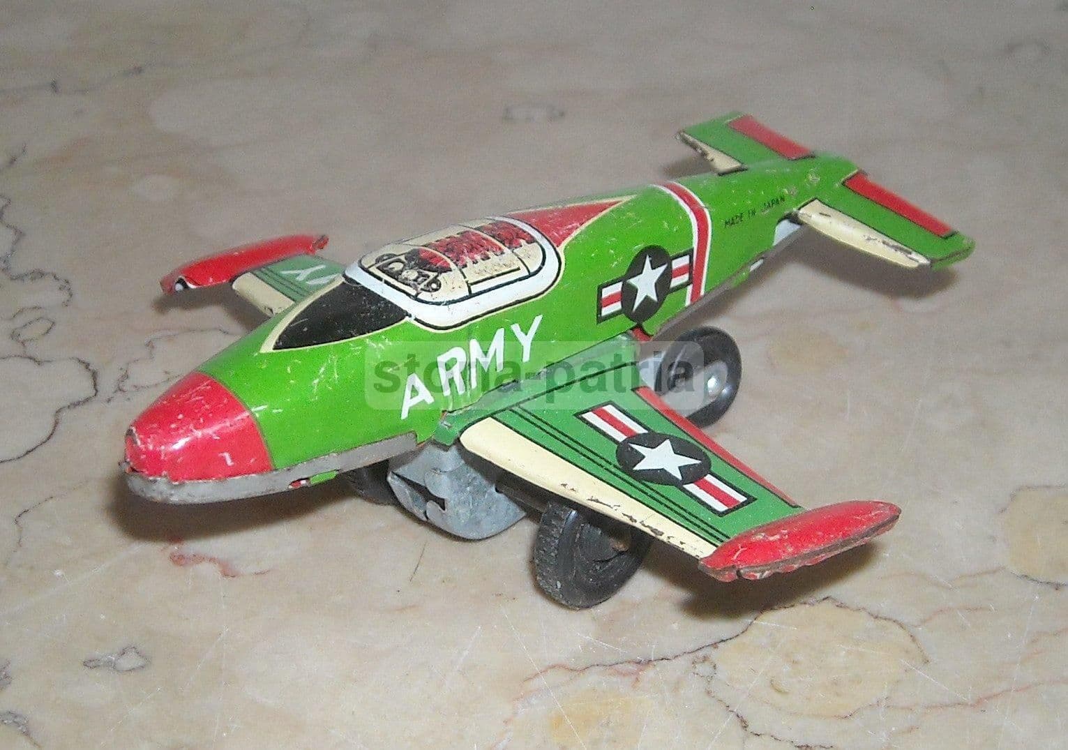 Modellino Aereo Militare Giocattolo Vintage, Made In Japan, Prima Metà Del XX Secolo