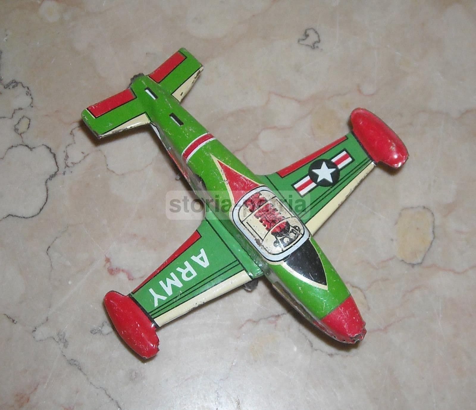 Modellino Aereo Militare Giocattolo Vintage, Made In Japan, Prima Metà Del XX Secolo