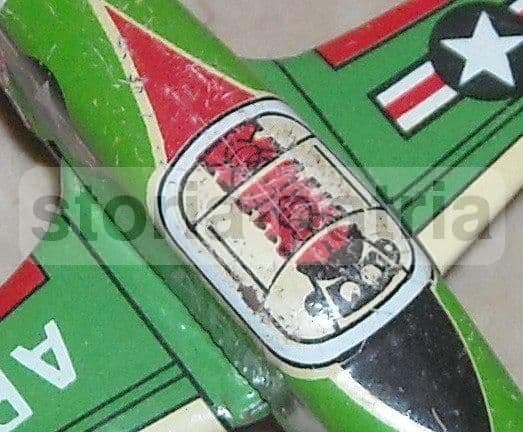 Modellino Aereo Militare Giocattolo Vintage, Made In Japan, Prima Metà Del XX Secolo