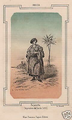 Bajazette Imperatore Dei Turchi Litografia Colori Rossetti 1800
