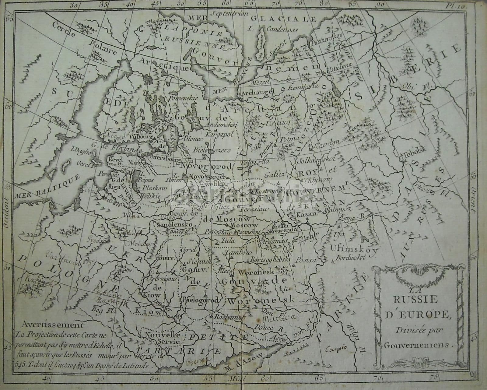 Mappa Antica Della Russia d'Europa, Baltico, Polonia E Siberia, XVIII Secolo