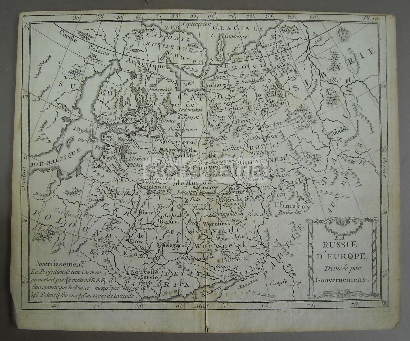 Mappa Antica Della Russia d'Europa, Baltico, Polonia E Siberia, XVIII Secolo