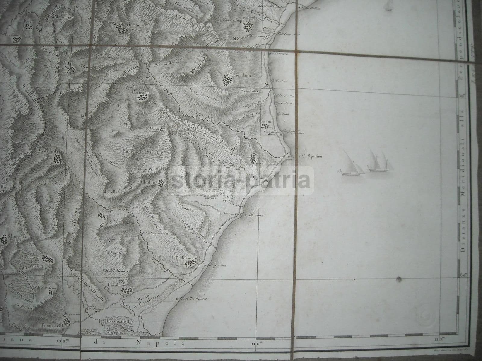 Mappa Antica Di Basilicata E Calabria N. 25, Rizzi Zannoni, 1800