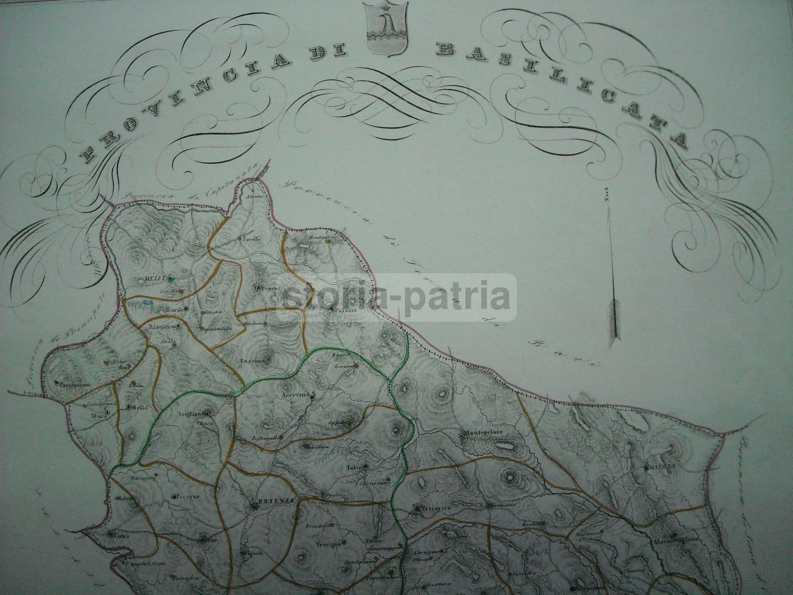 Provincia Di Basilicata: Mappa Geografica Antica Di Gabriello De Sanctis (1856)