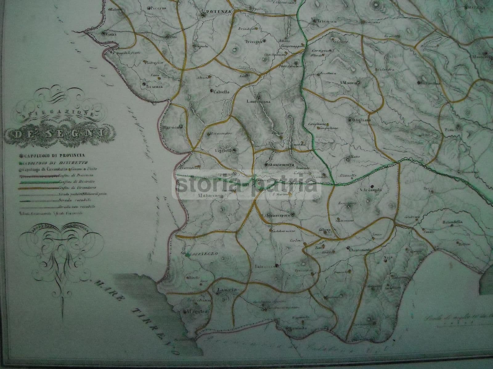 Provincia Di Basilicata: Mappa Geografica Antica Di Gabriello De Sanctis (1856)