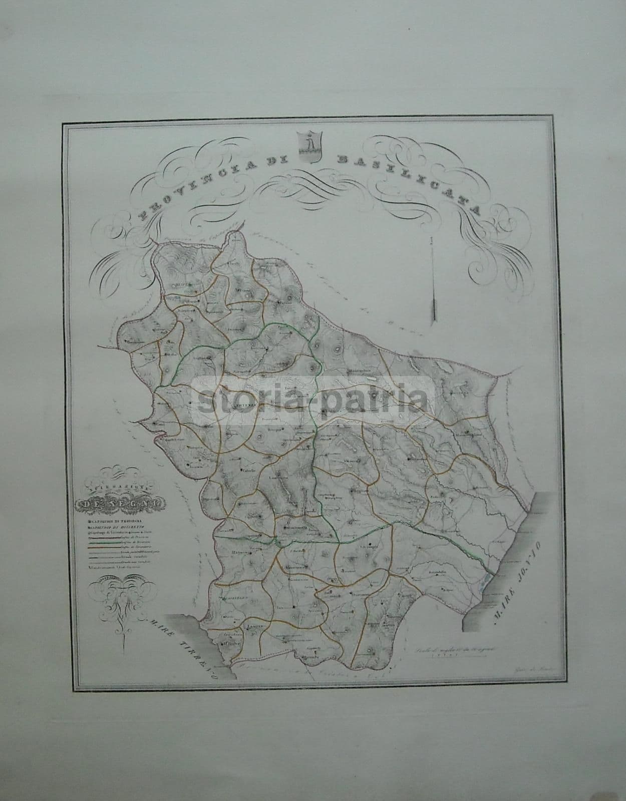 Provincia Di Basilicata: Mappa Geografica Antica Di Gabriello De Sanctis (1856)