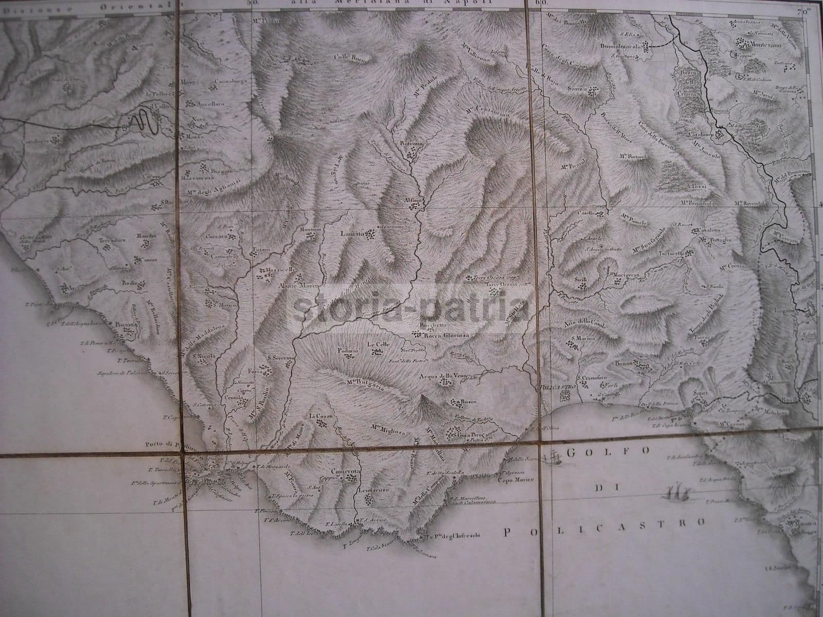 Mappa Antica Rizzi Zannoni 1788 Basilicata Cilento Policastro