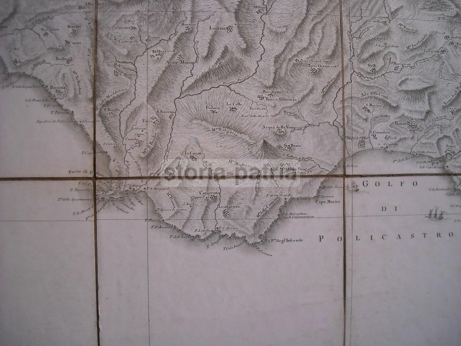 Mappa Antica Rizzi Zannoni 1788 Basilicata Cilento Policastro