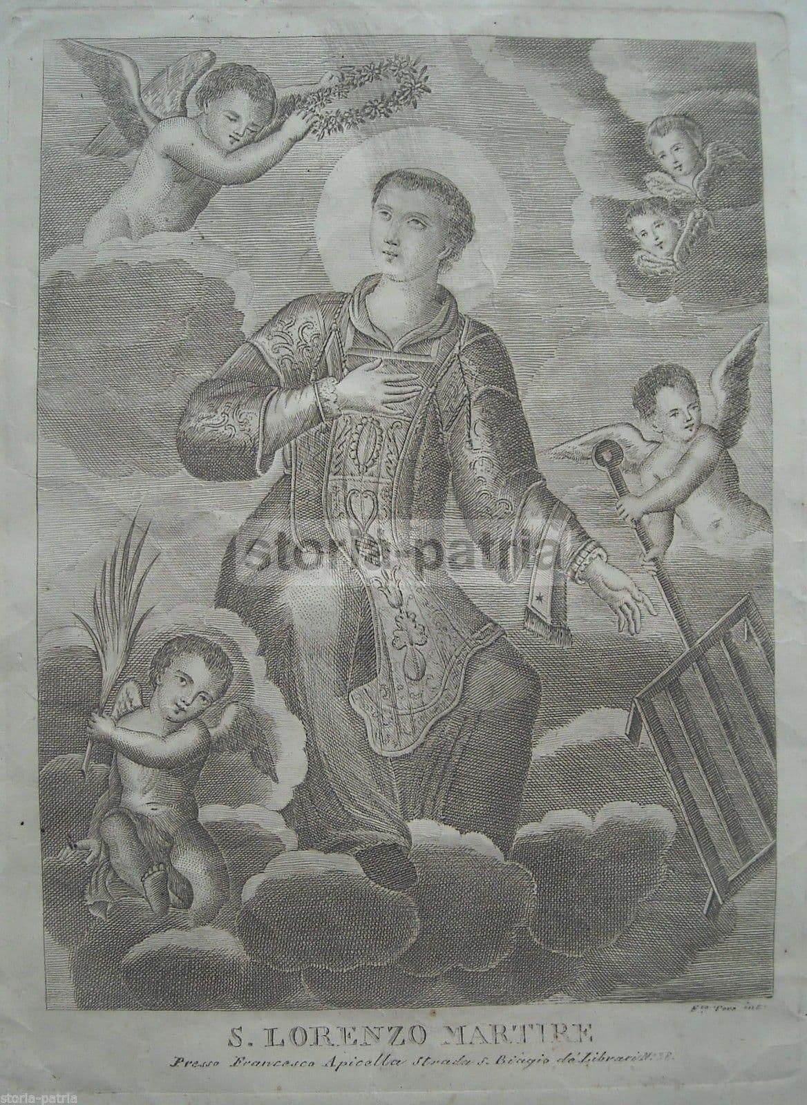 S. Lorenzo Martire, Antica Incisione All'Acquaforte Di F. Toro E F. Apicella, Napoli