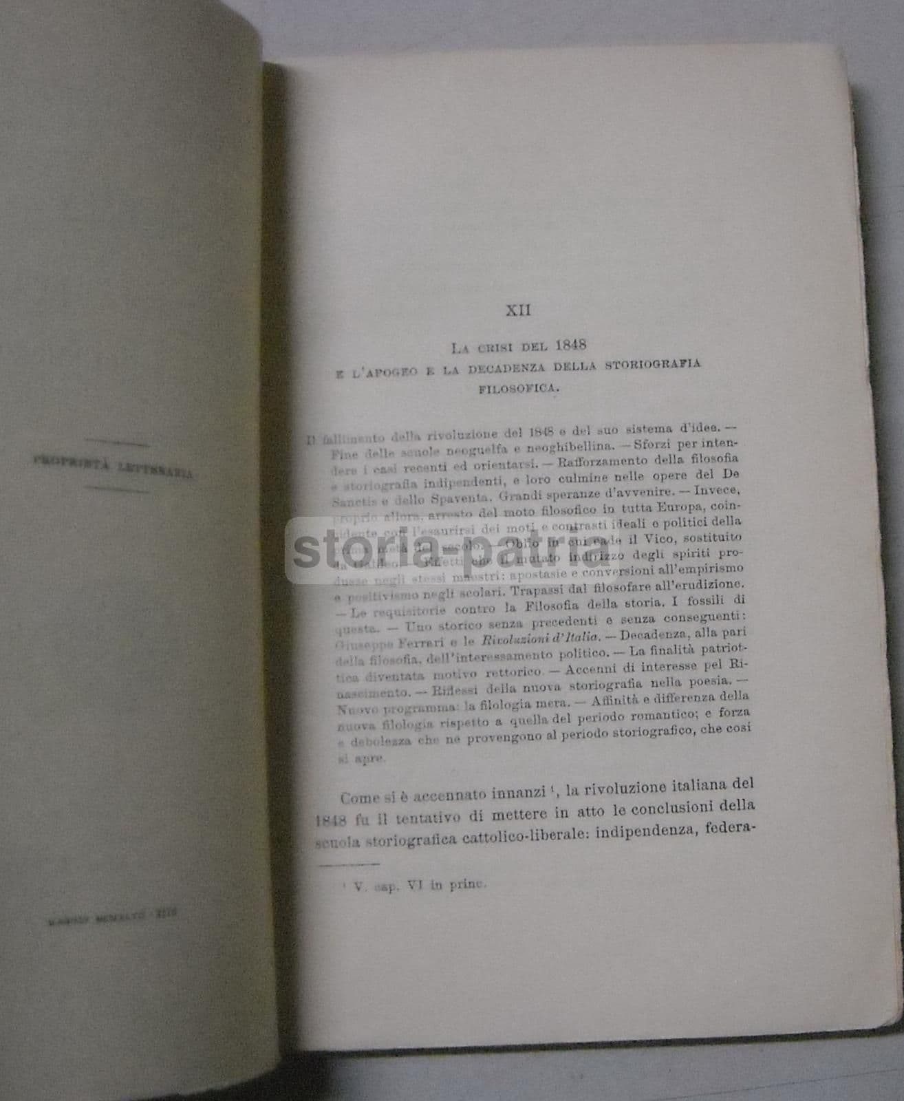 Benedetto Croce, Storia Della Storiografia Italiana Nel Secolo Decimonono, Laterza 1947