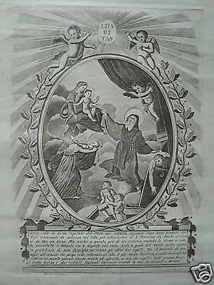 Antica Incisione San Francesco Di Paola Miracolo Di Lima 1800 Russo