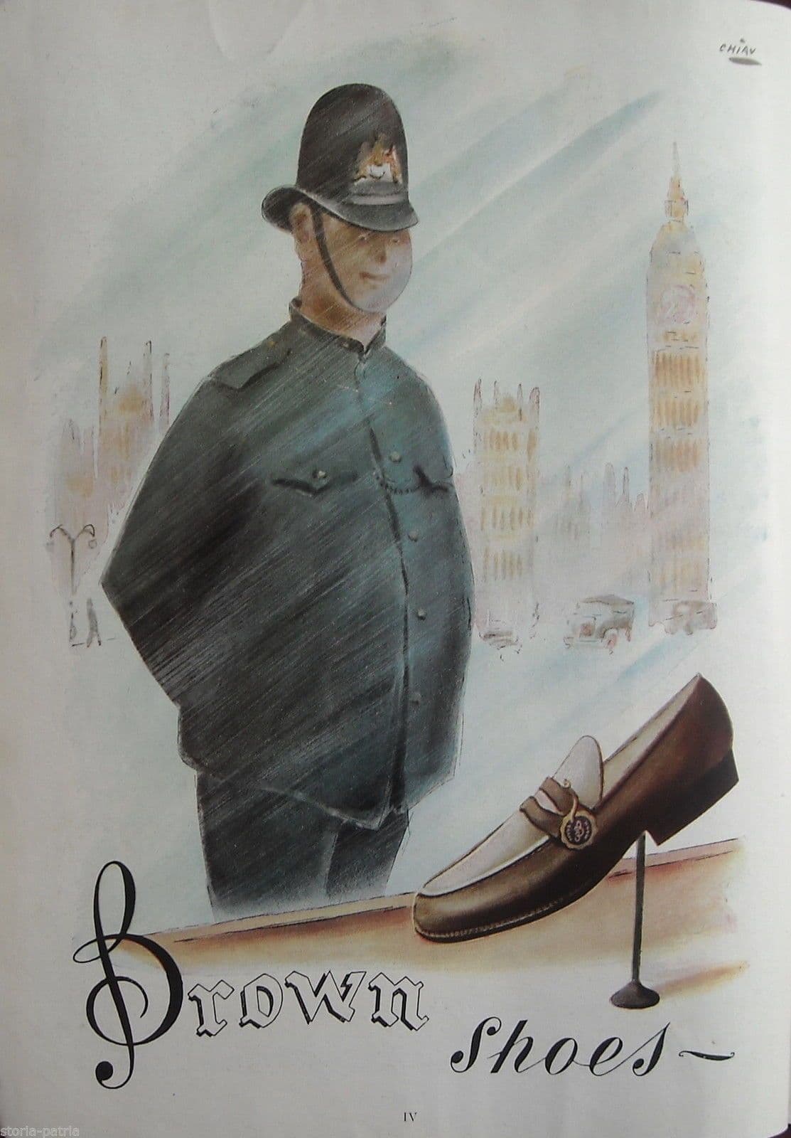 Pubblicità Brown Shoes New York 1947 Grafica Chiav Originale