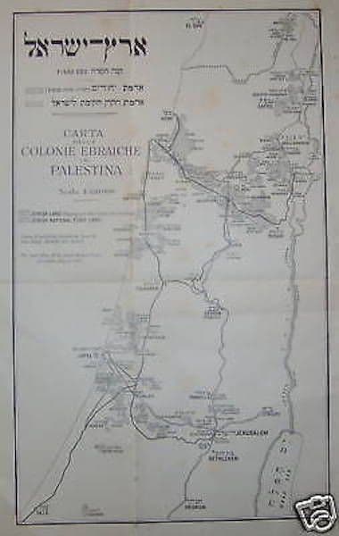 Mappa Delle Colonie Ebraiche In Palestina, 1925: Gerusalemme Antica Carta