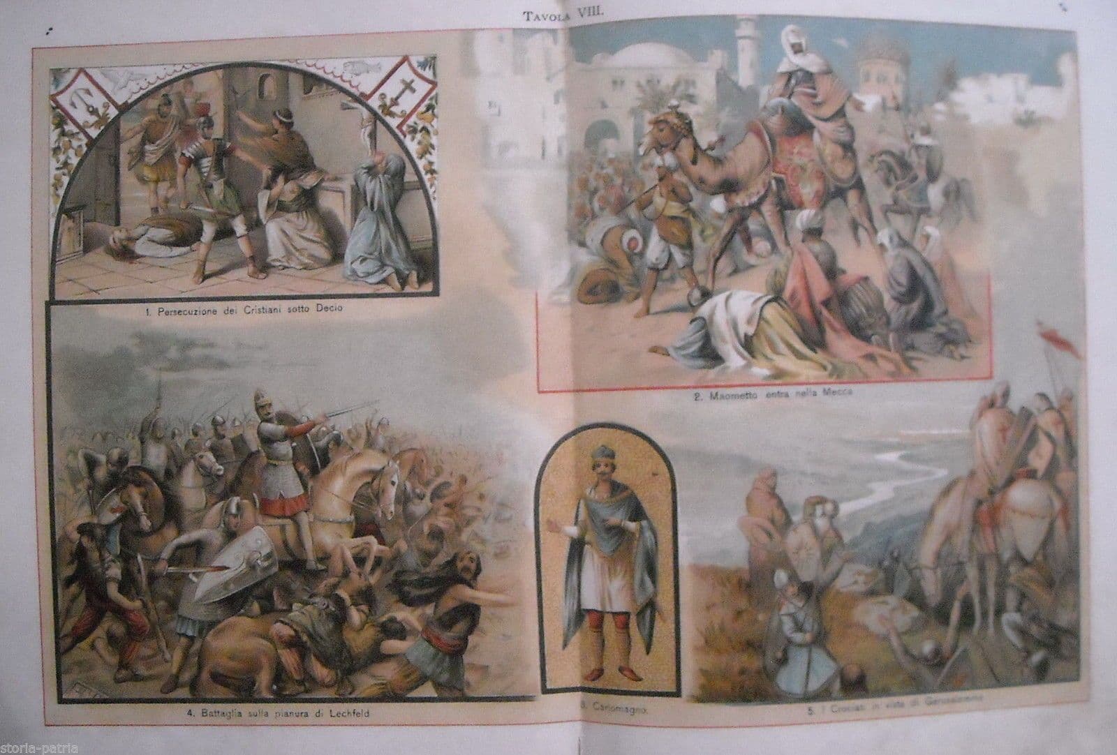 Stampa Antica Cromolitografica Storia Cristiana E Crociati 1899