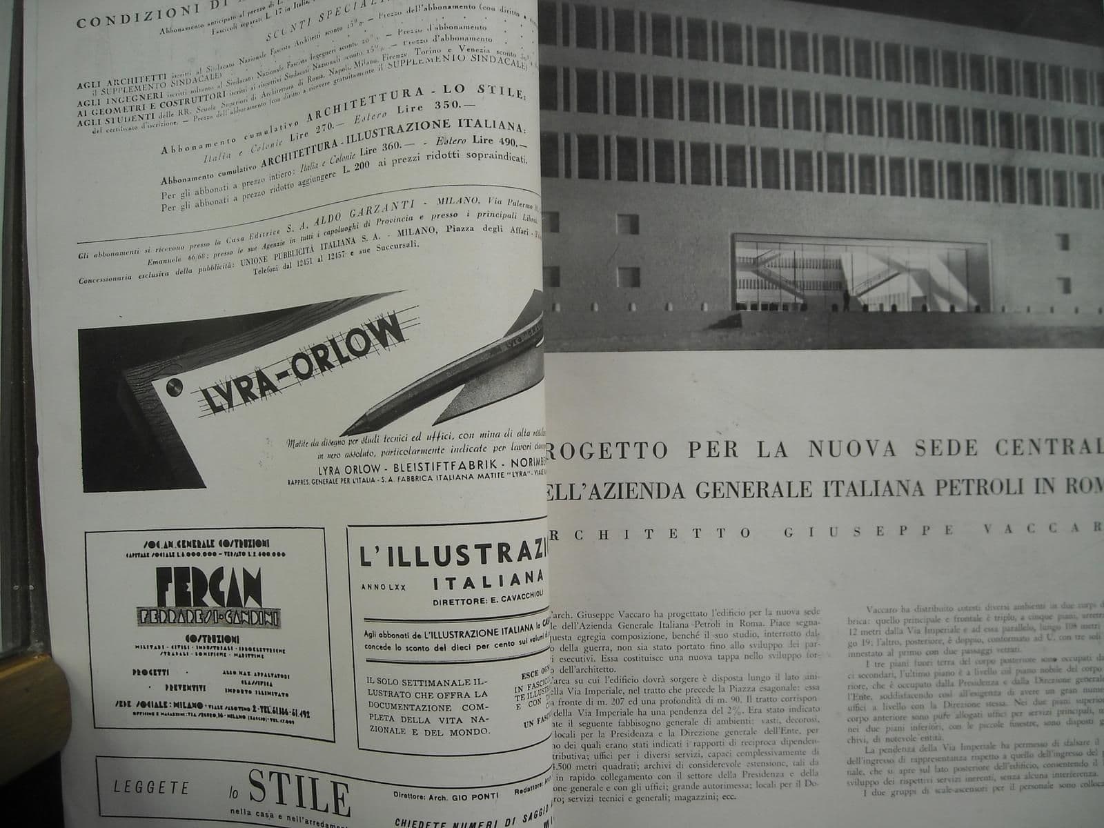 Rivista Architettura: Piacentini, 1943, Vaccaro, Marletta, Bonifica