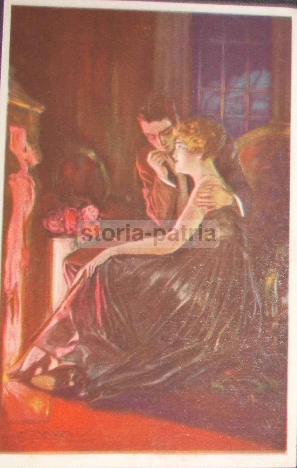 Cartolina Mauzan Liberty: Scena Galante, Primi '900 Originale