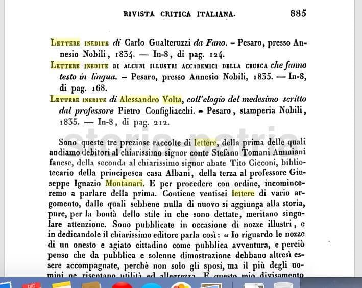 Lettere Inedite Di Alessandro Volta (Montanari, 1834) Rara Edizione