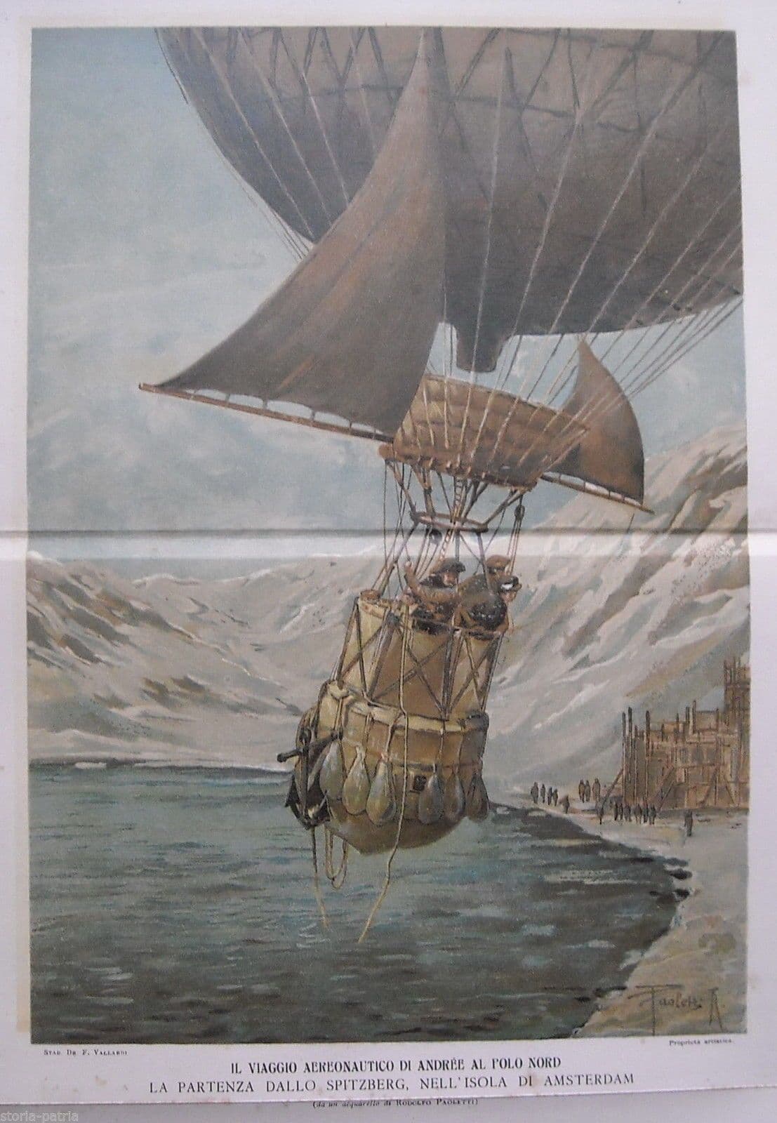 Cromolitografia Spedizione Andrée Al Polo Nord, Spitzberg, Rodolfo Paoletti