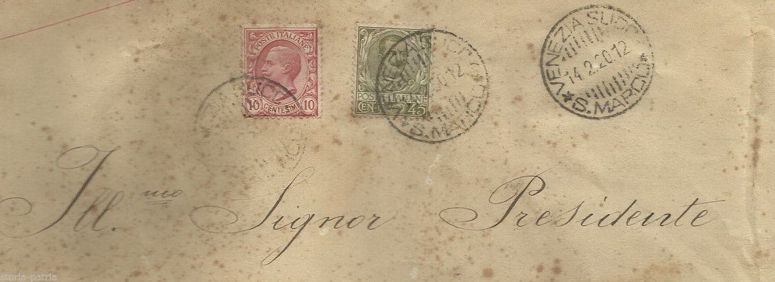 Busta Raccomandata Venezia 1920 Con Francobolli E Timbri Postali