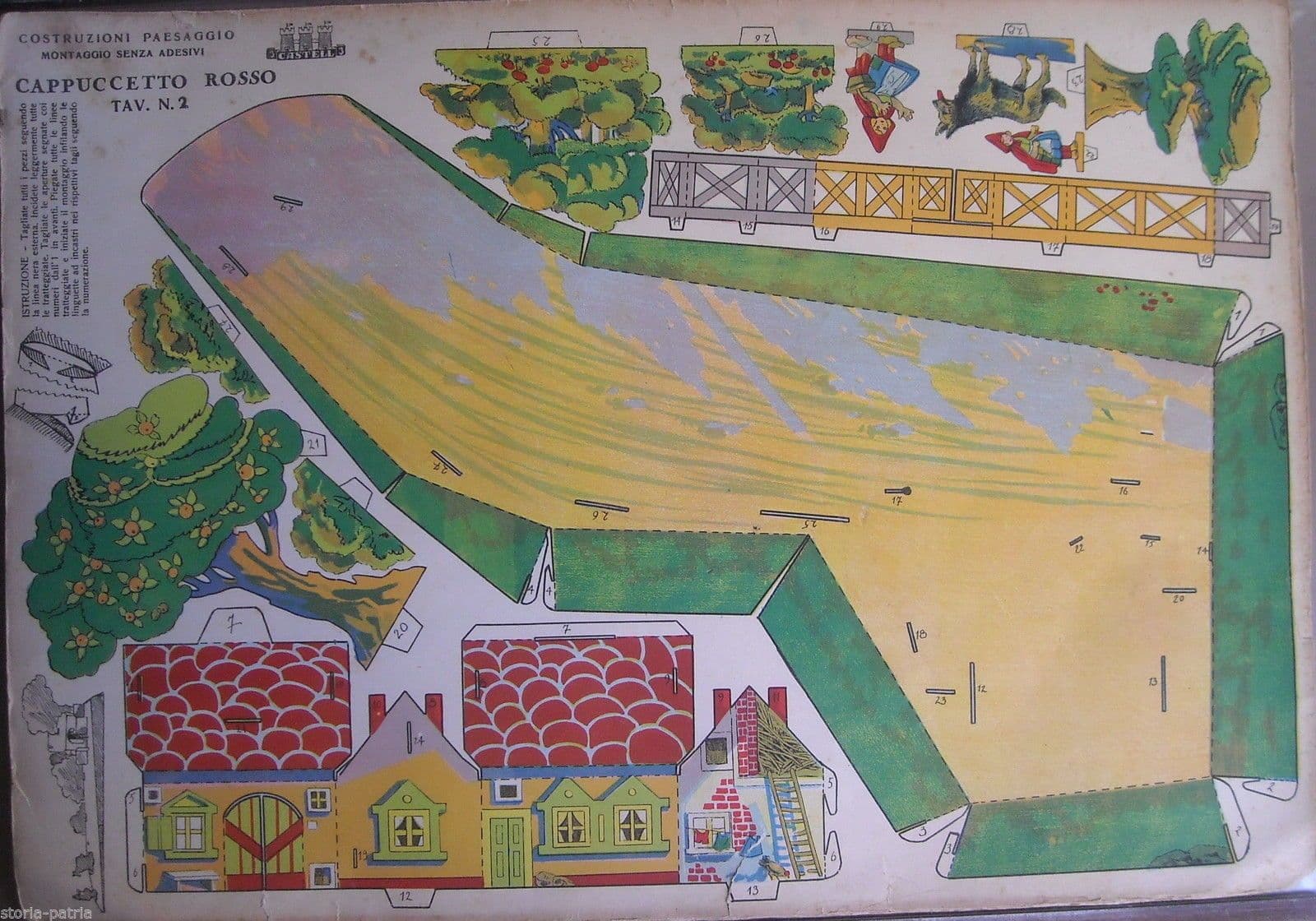 Costruzioni Castell Cappuccetto Rosso Vintage Anni '30 Da Ritagliare