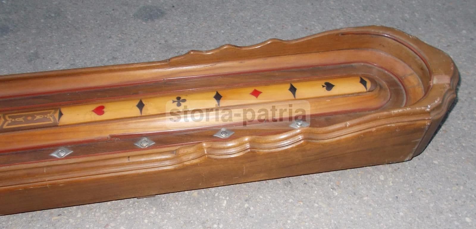 Gioco Da Tavolo Antico In Legno Intarsiato, Epoca '900, 230 Cm