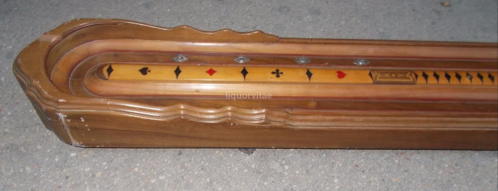 Gioco Da Tavolo Antico In Legno Intarsiato, Epoca '900, 230 Cm