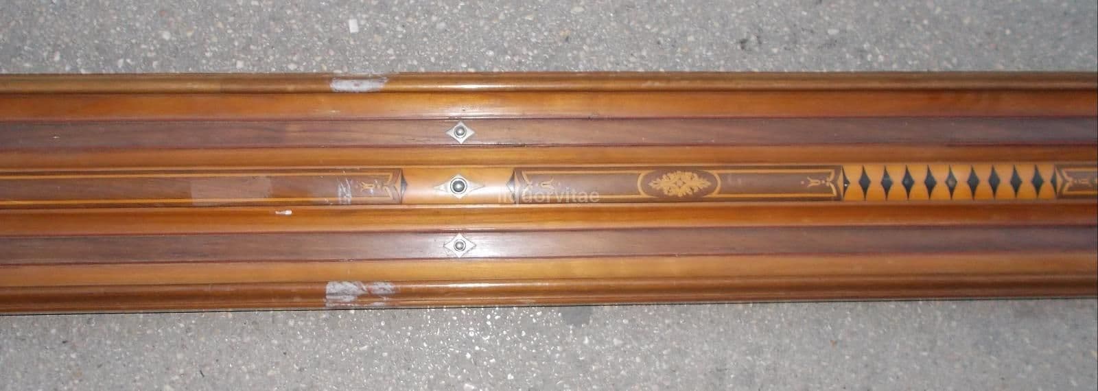 Gioco Da Tavolo Antico In Legno Intarsiato, Epoca '900, 230 Cm
