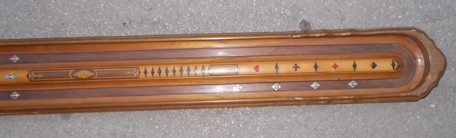 Gioco Da Tavolo Antico In Legno Intarsiato, Epoca '900, 230 Cm