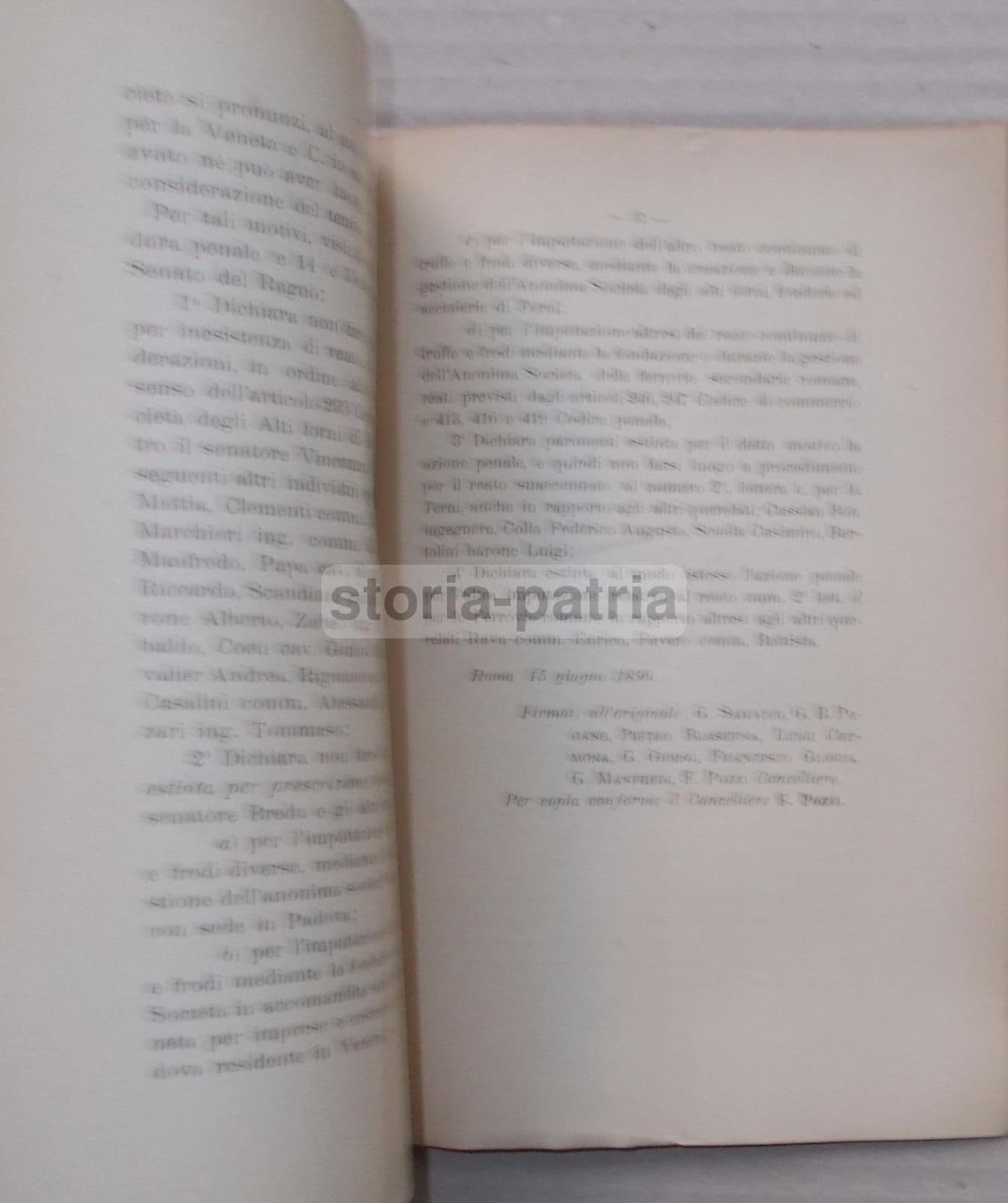 Ordinanze Del Senato: Procedimento A Carico Del Senatore Breda (1899)