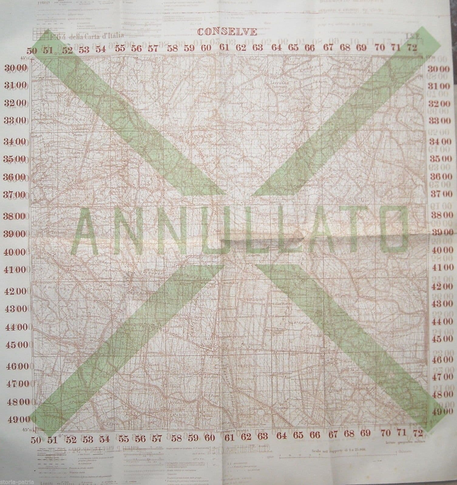Mappa Topografica Militare Rovereto Conselve 1917 Grande Guerra