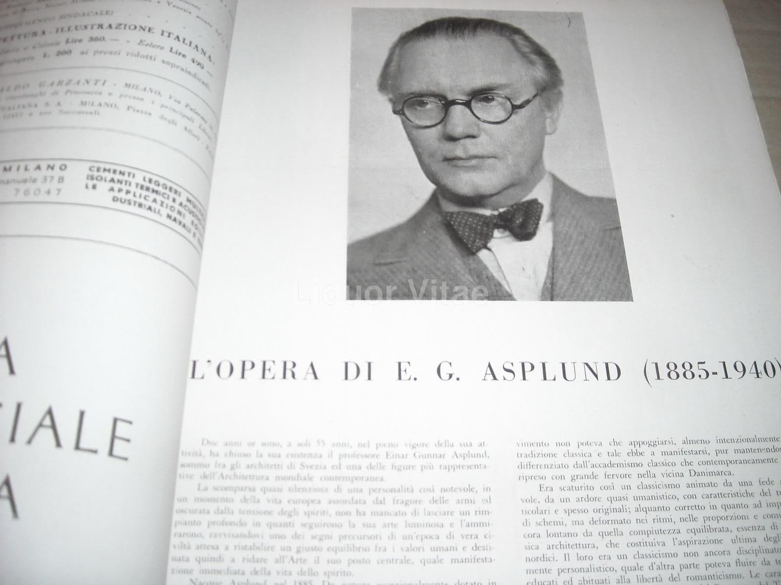 Architettura, Ottobre 1942: Monografia E.G. Asplund E Ivar Tengbom