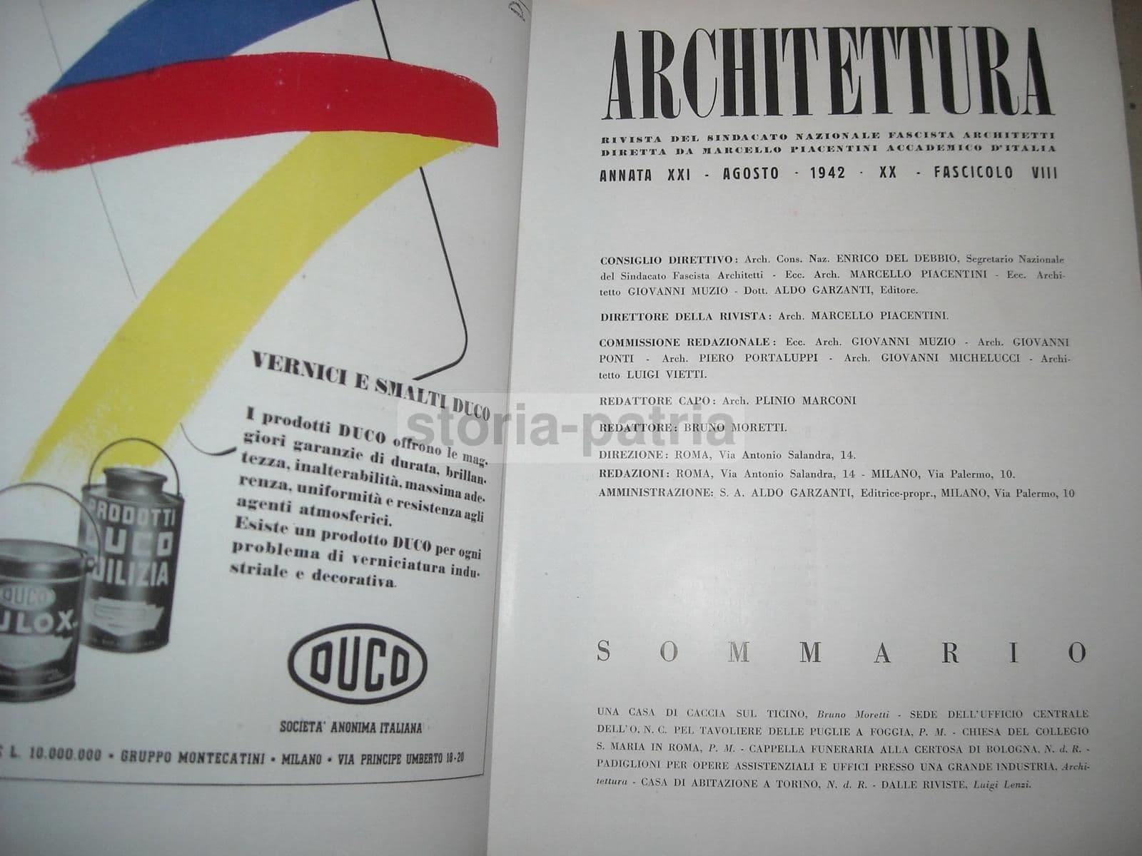 Rivista Architettura, Diretta Da Marcello Piacentini, Agosto 1942