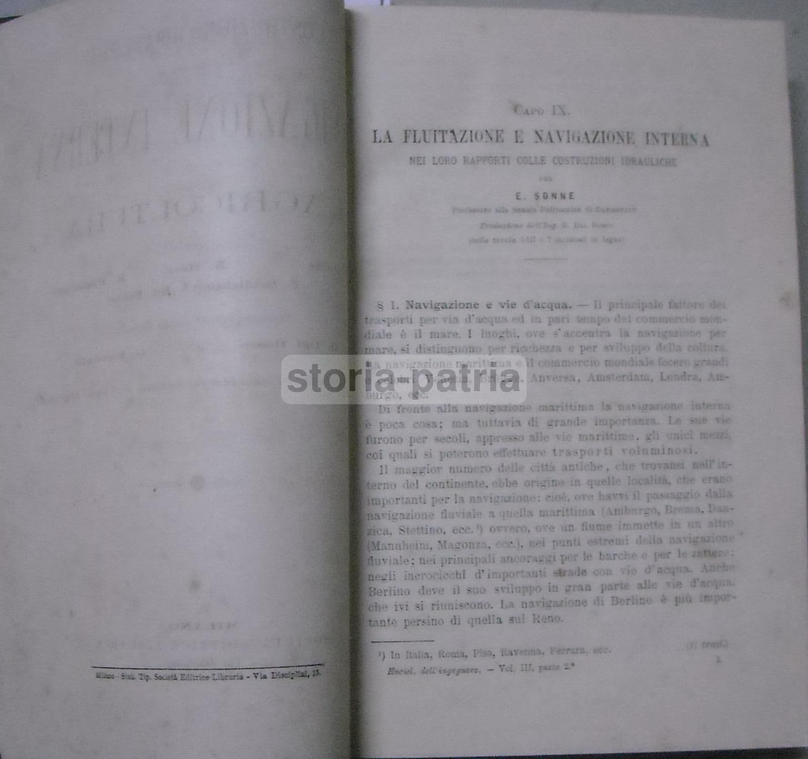Costruzioni Idrauliche Riguardanti La Navigazione Interna E L'Agricoltura. Milano, Circa 1900.