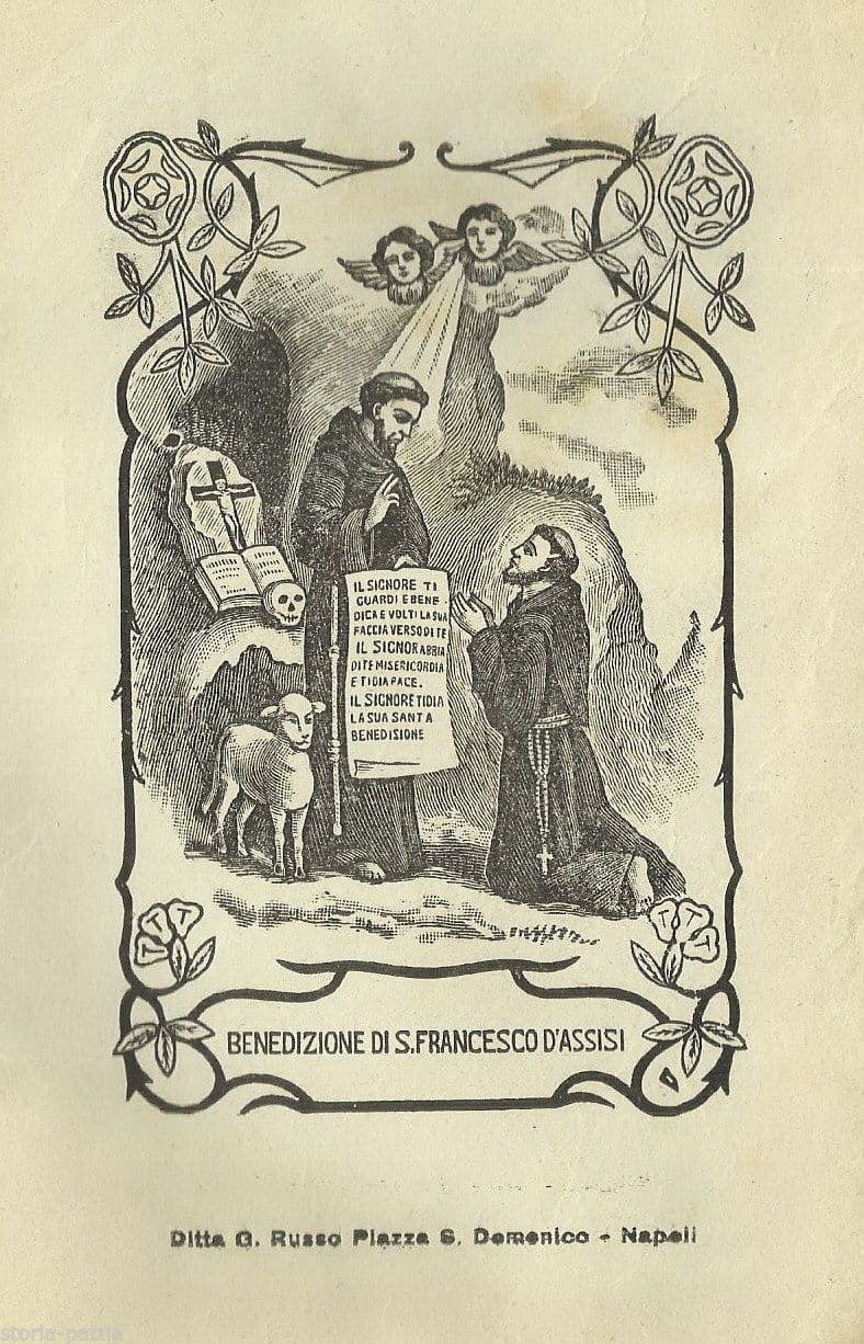 Stampa Antica San Francesco d'Assisi, Benedizione, Primi '900, Napoli