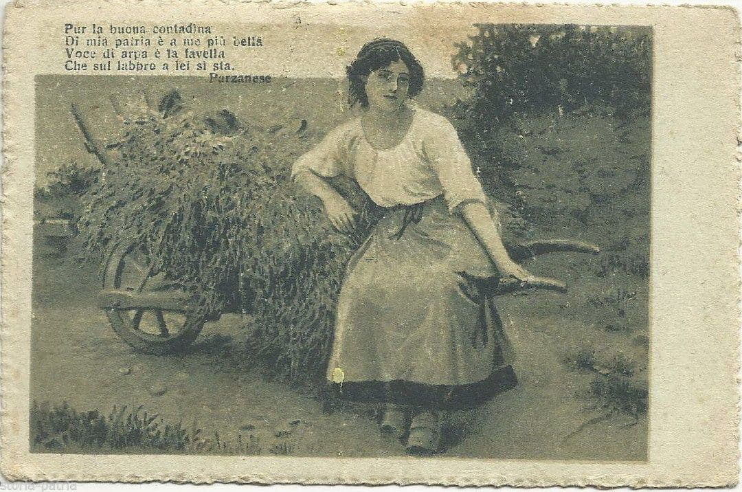 Cartolina Illustrata Parzanese Irpinia 1913 Contadina Viaggiata