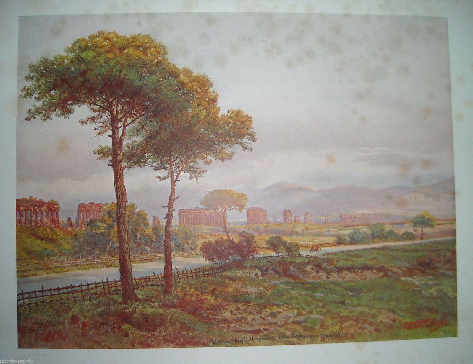 Stampa Antica Acquedotti Campagna Romana Carlo Ferrario 1903