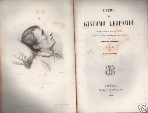 Opere Di Giacomo Leopardi, Le Monnier, 1856 (Due Volumi Con Incisioni)