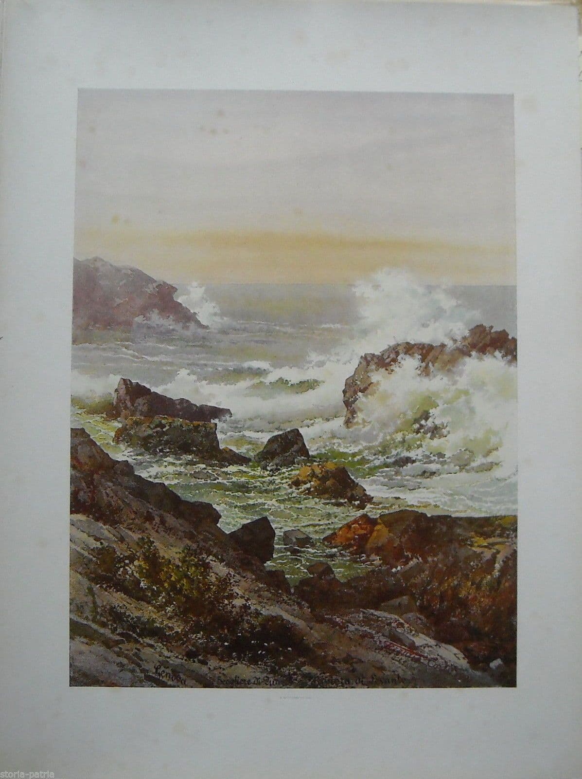 Stampa Antica: Scogliere Di Quarto, Genova, Riviera Di Levante, 1903