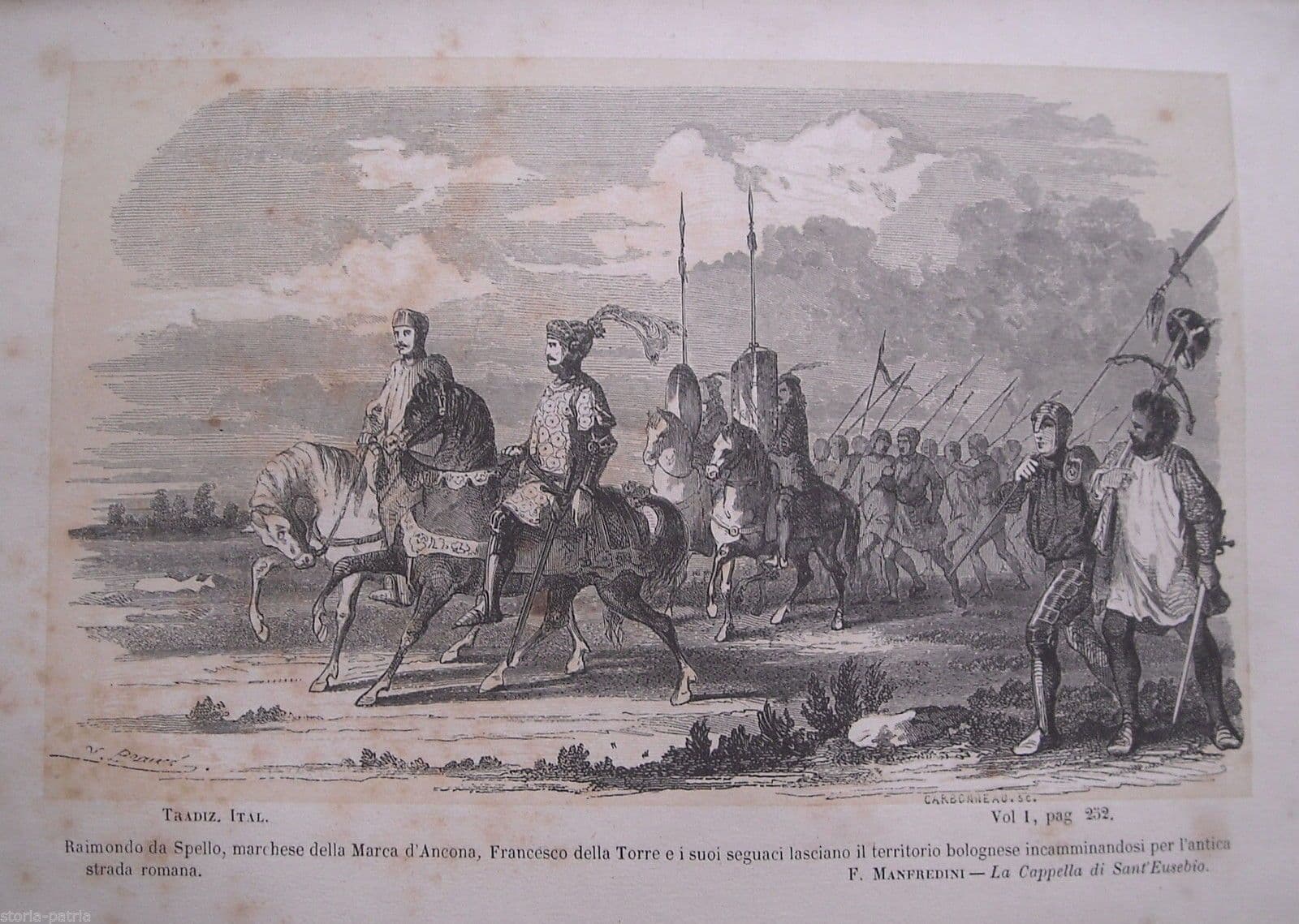 Stampa Antica 1850: Raimondo Da Spello A Bologna, Litografia Di Beaucè