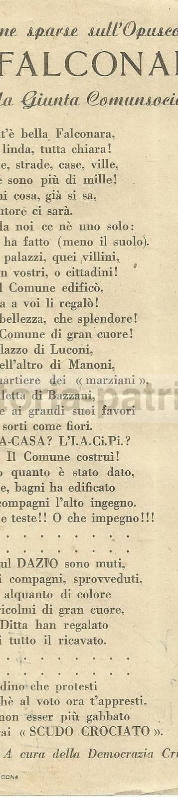 Volantino Di Satira Politica, Democrazia Cristiana Falconara, Anni '50, Marche